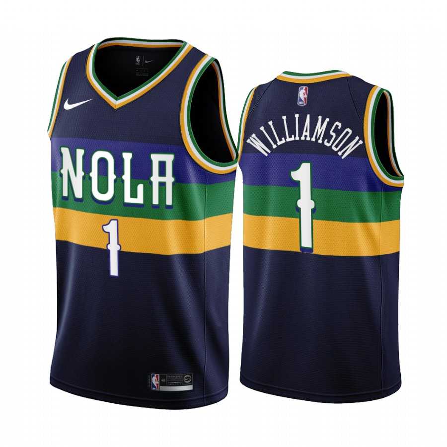 Men New Orleans Pelicans #1 Zion Williamson 2022-23 City Edition Navy Jersey->new orleans pelicans->NBA Jersey